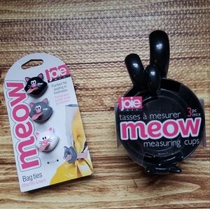 Joie Black Cat Measuring Cups and Bag Ties Set Kitchen Tools